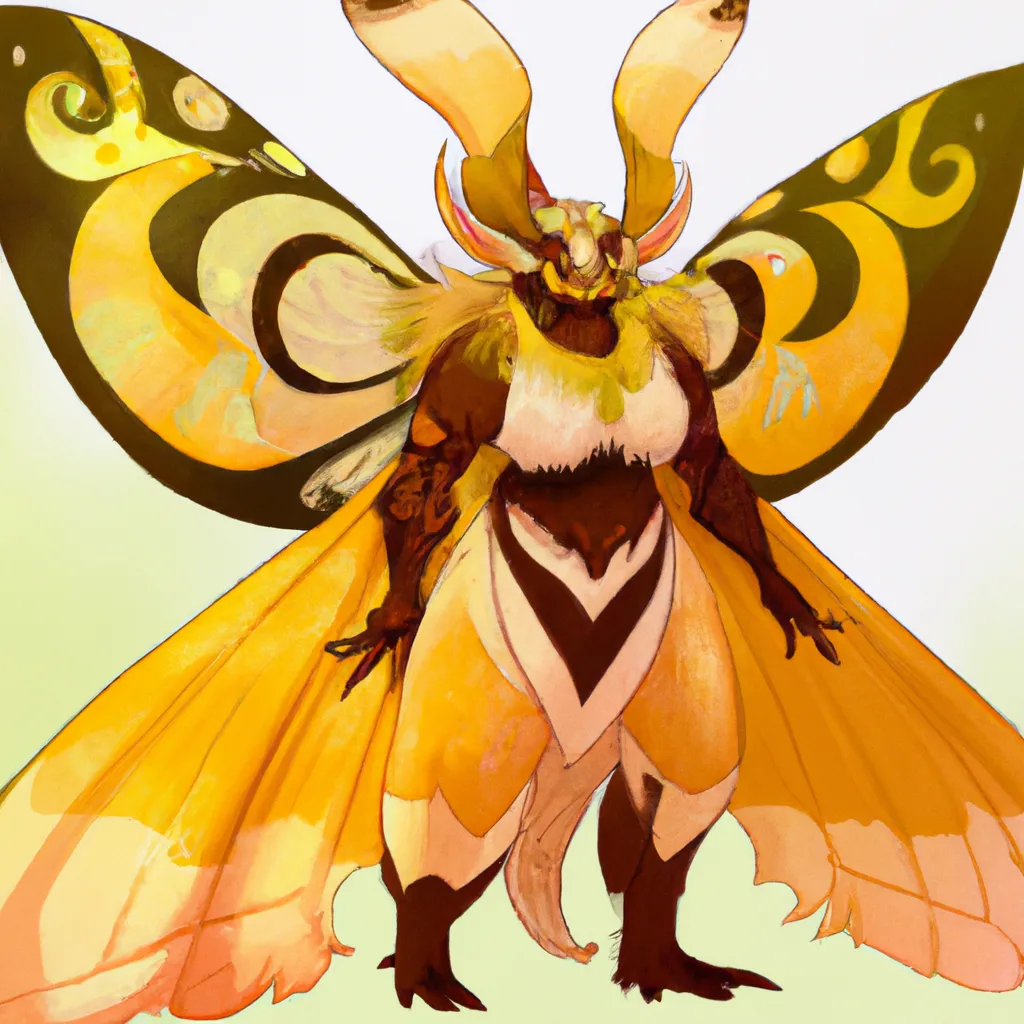 Prompt: character Strong large Anthro warrior beast monster Demon moth luminoth, female, closeup