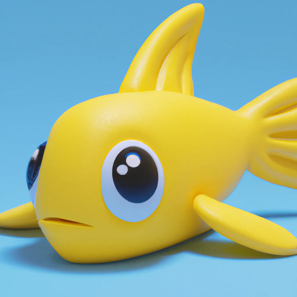 Prompt: 3D Render of Banana Fish by sanrio