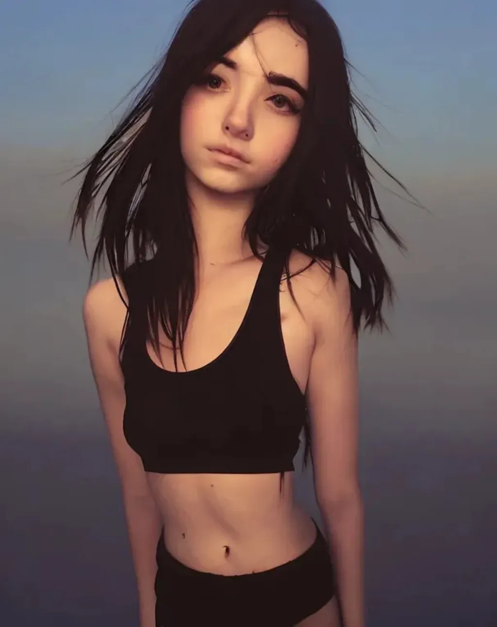 Girl pale clean skin toned body arm up pure 