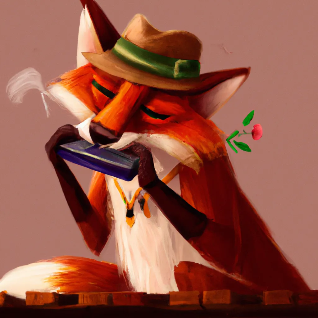 Prompt: a fox playing harmonica, digital art