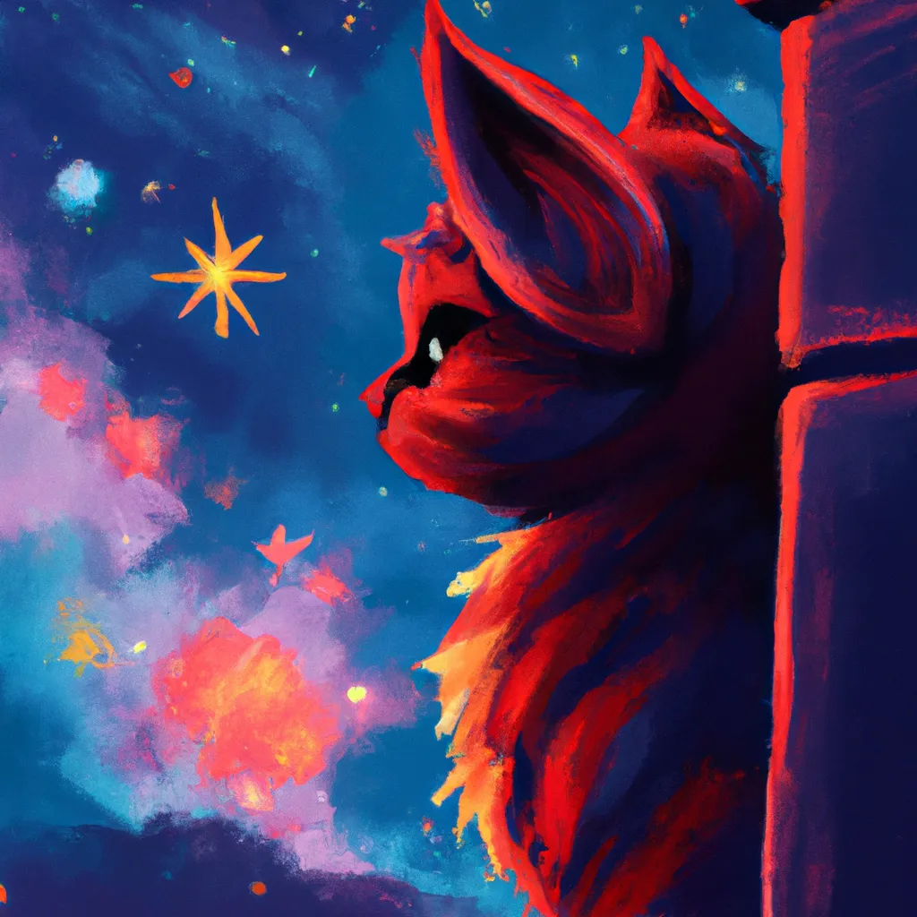 Prompt: Cat watching over a stargaze, digital art