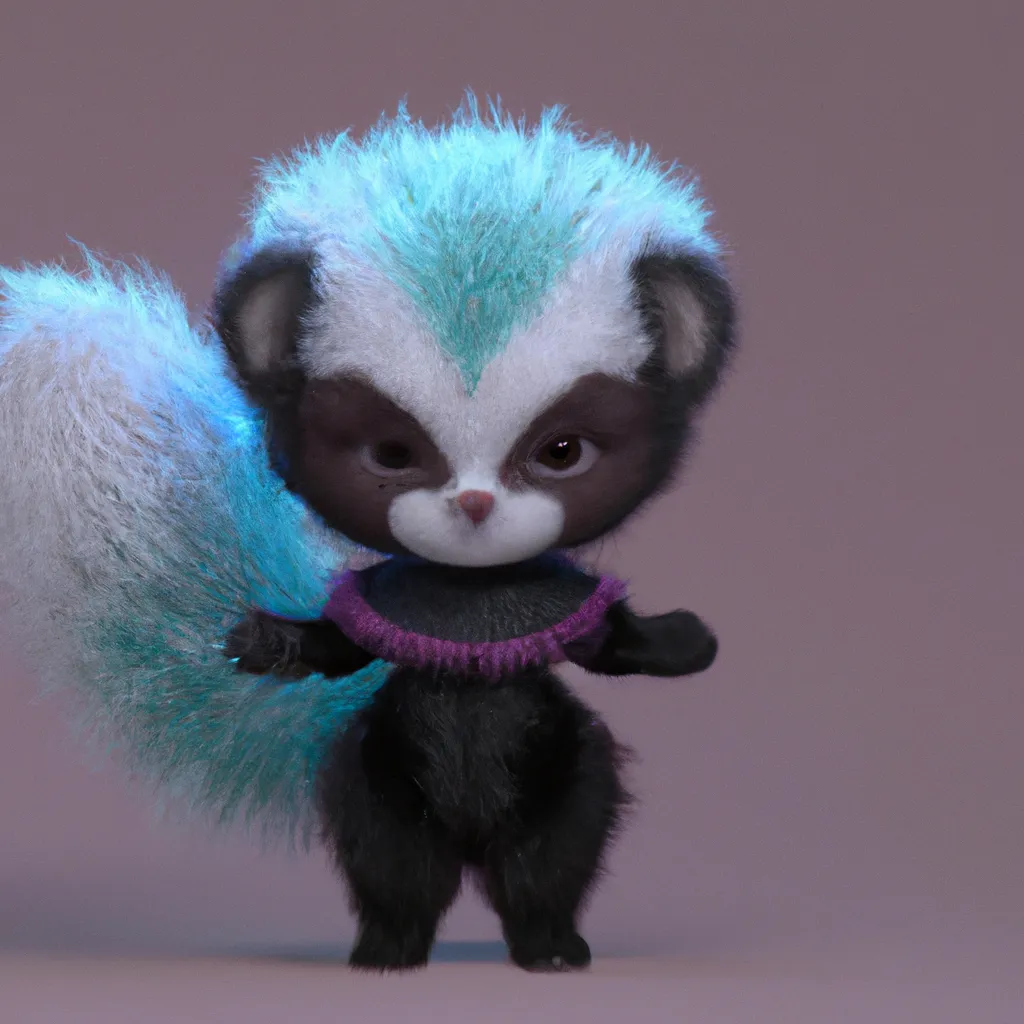 Prompt: High quality, Pixar style, tiny cute and adorable fluffy skunk  dressed in fantasy clothes, kawaii, fantasy outfit, fantasy dress, small, anthropomorphic ,adventurer, dramatic lighting, 8k, portrait, cartoon, fine details, 3d render, cinematic ,intricate details, cinematic lighting, character design, character concept, cute, mascot, main character, adventure, dungeons and dragons, 8k, fluffy!, tsaoshin, pixar movie key visual, fantasy, DnD, adorable!, big eyes, animated, disney, anime, animation