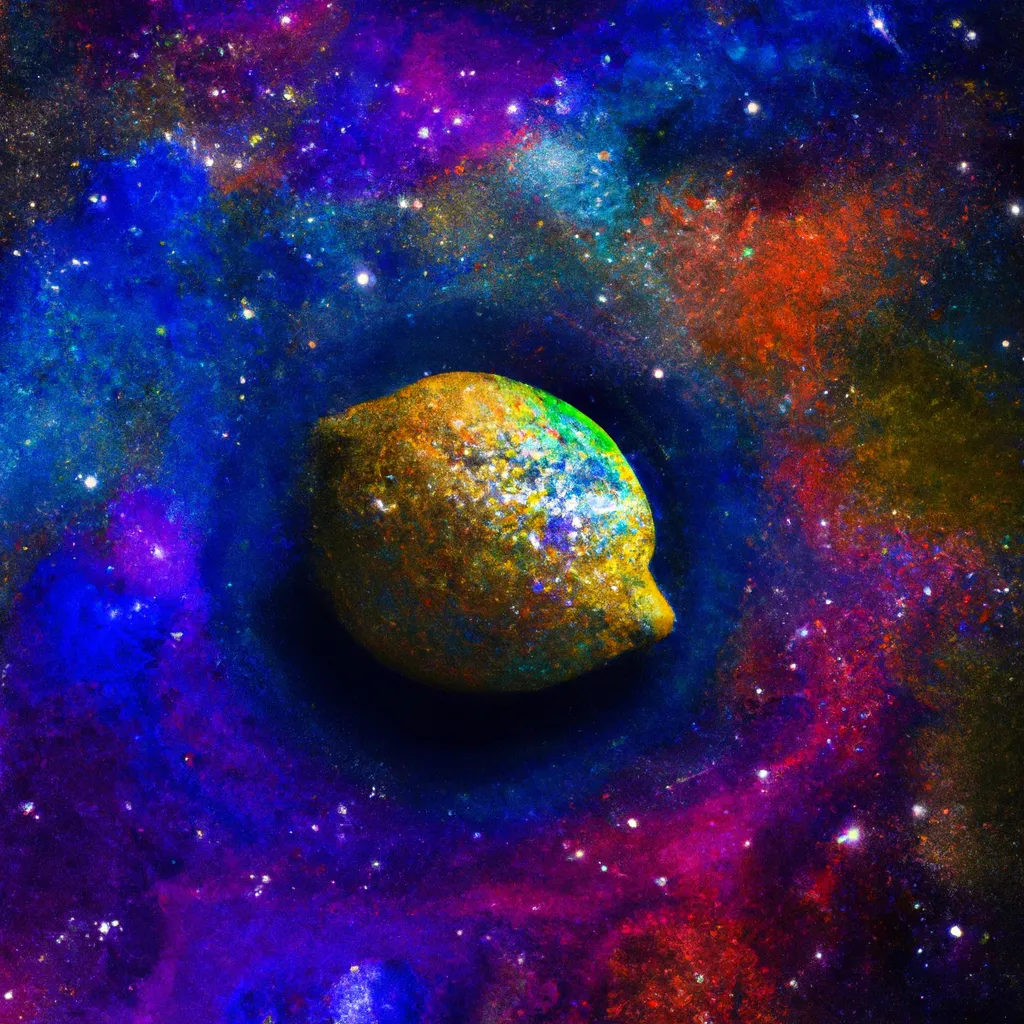 Prompt: a psychedelic, concept art painting of the universe with a lemon in the center. Yellow lemon zest all around, space dust, nebula, phenomenal color,
trending on artstation beautiful