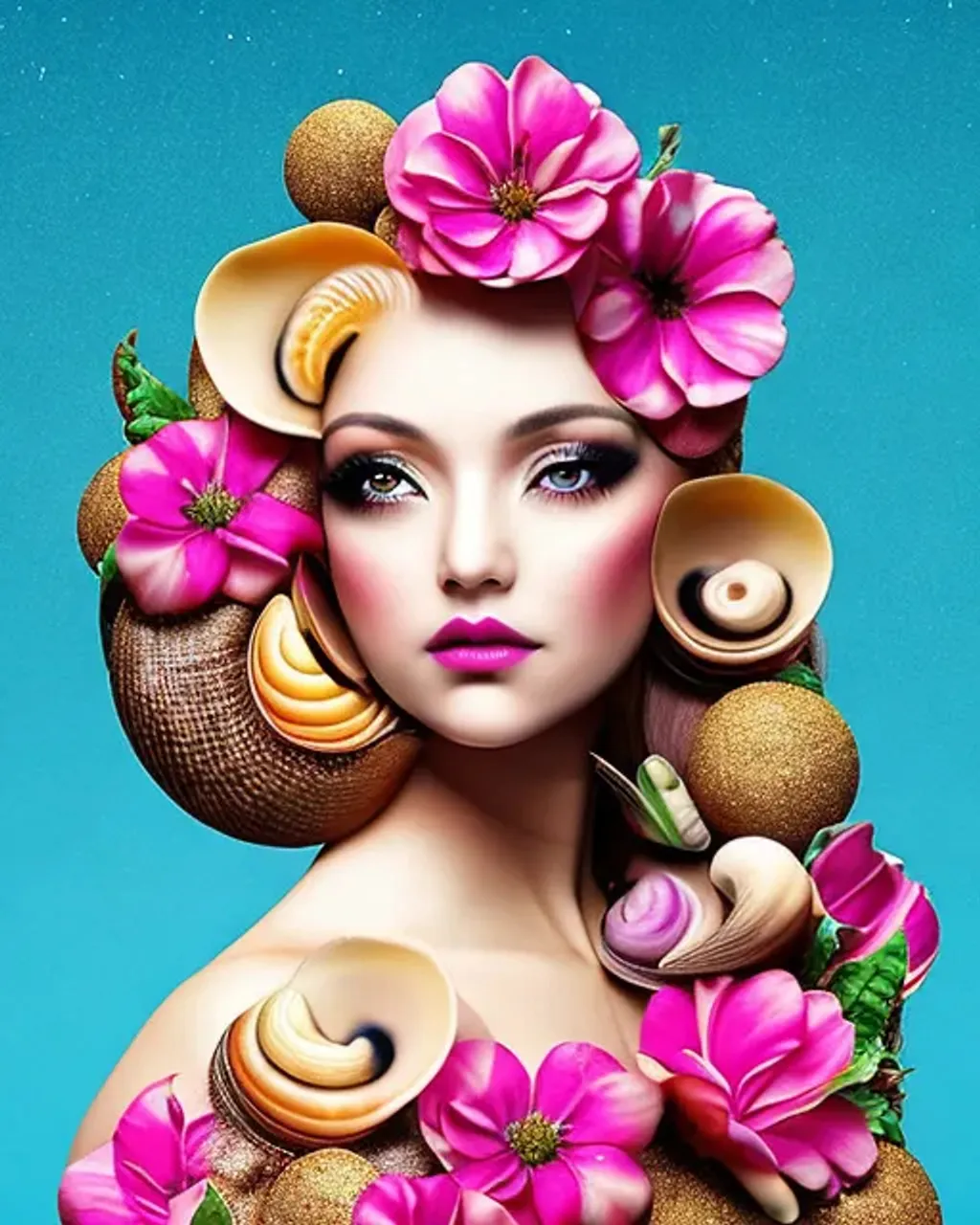 a woman with flowers in her hair, digital art, cgsoc... | OpenArt