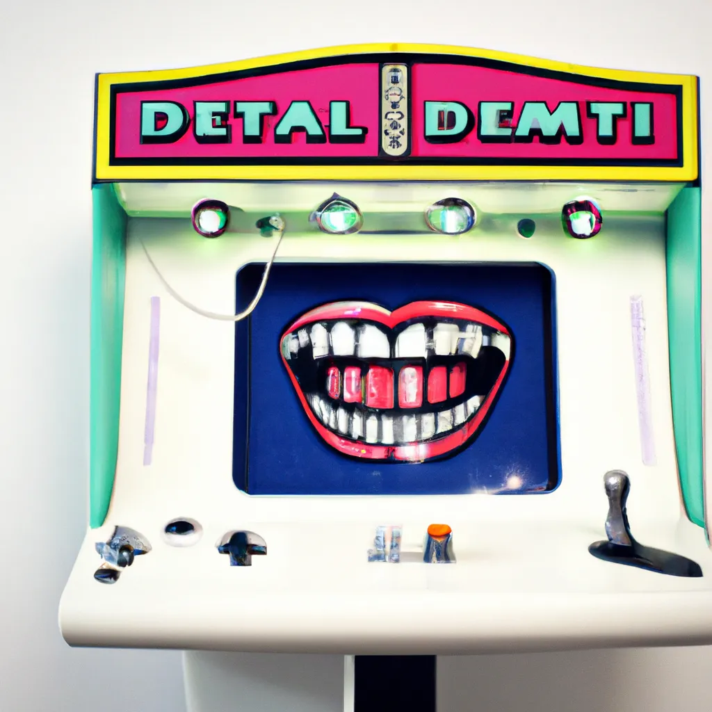 Prompt: dentist retro arcade machine