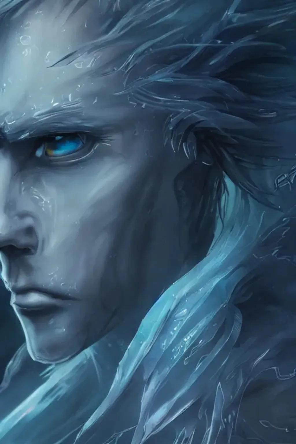 Portrait of vergil from devil may cry 5 with a haunting blue background