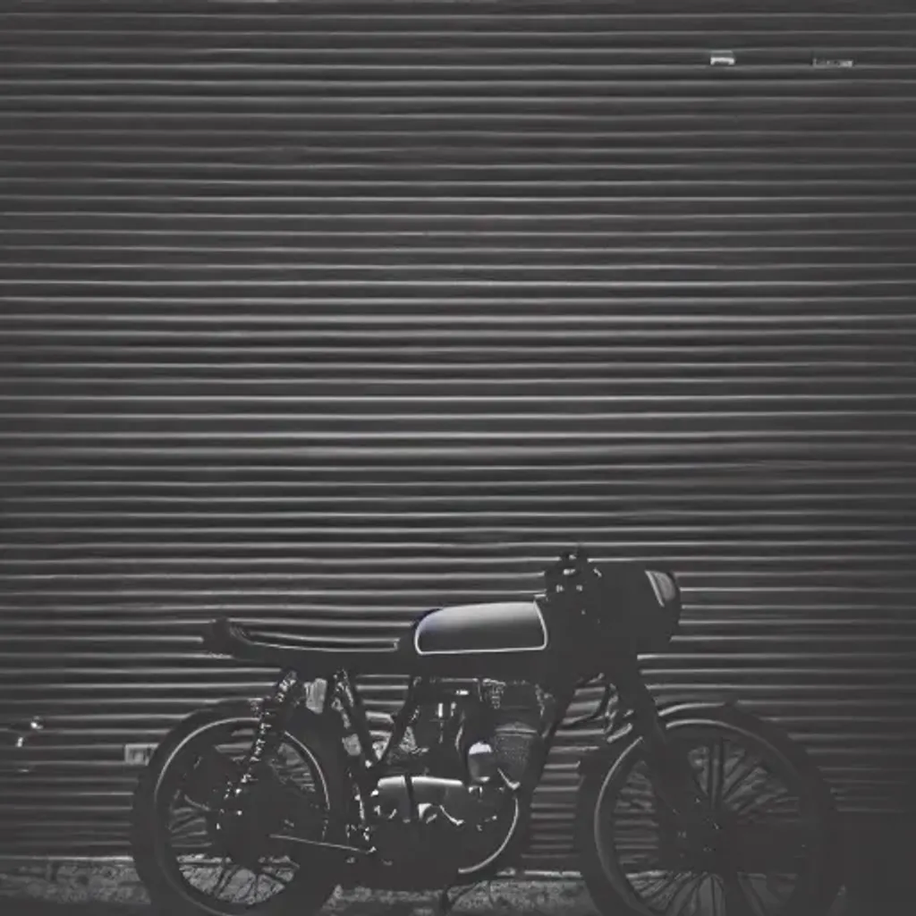 Prompt: Cafe racer silhouette moody urban background