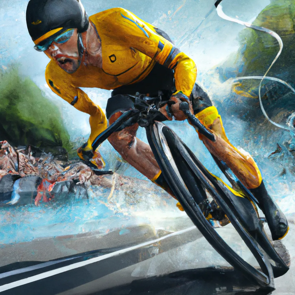 Prompt: detailed digital painting by Valenti,  The Veloist of Jonas Vingegaard (Jumbo-Visma) yellow jersey, overall winner of the 2022 Tour de France. The 25-year-old two-time defending champion Tadej Pogačar taking a sharp corner at high speed, detailed, cinematic, dramatic 