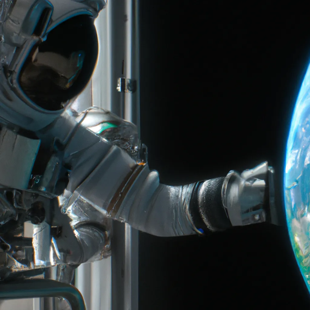 Prompt: an astronaut clinging to the outside of a space station in space, orbiting the earth. photoreal. cinematic lighting, intense detail, vray render