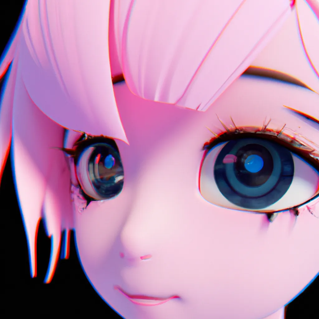 Prompt: 3d render anime pink hair cute eyes beutifull