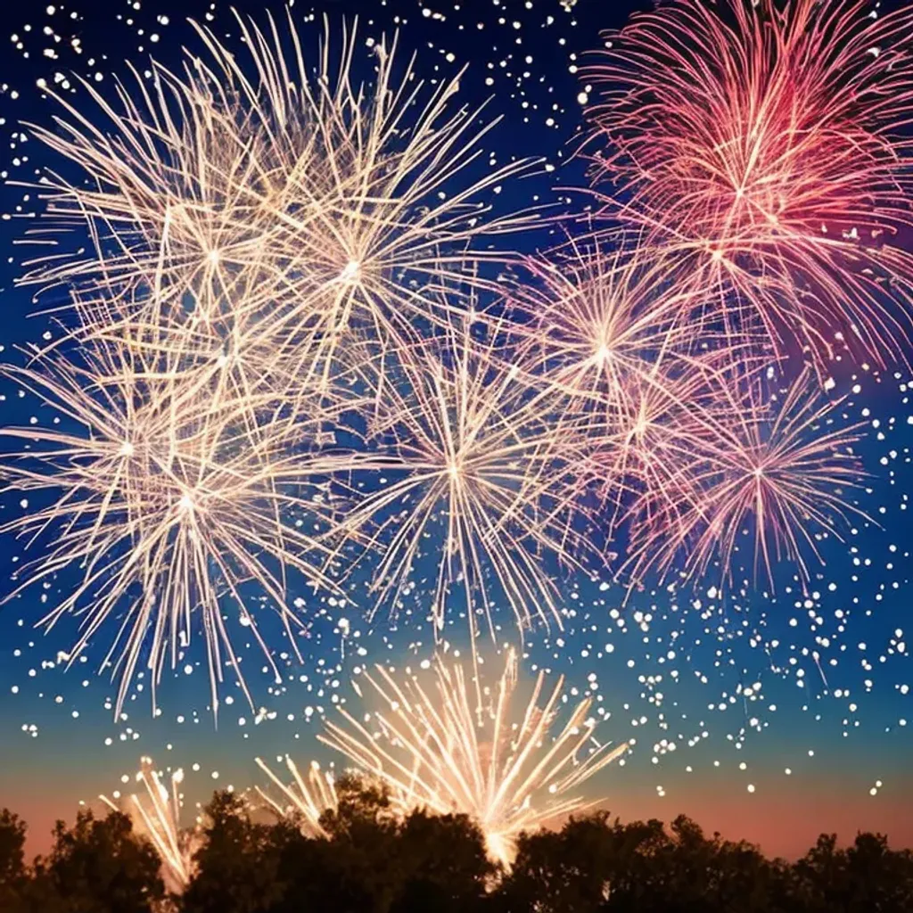 Prompt: fireworks at starry sky