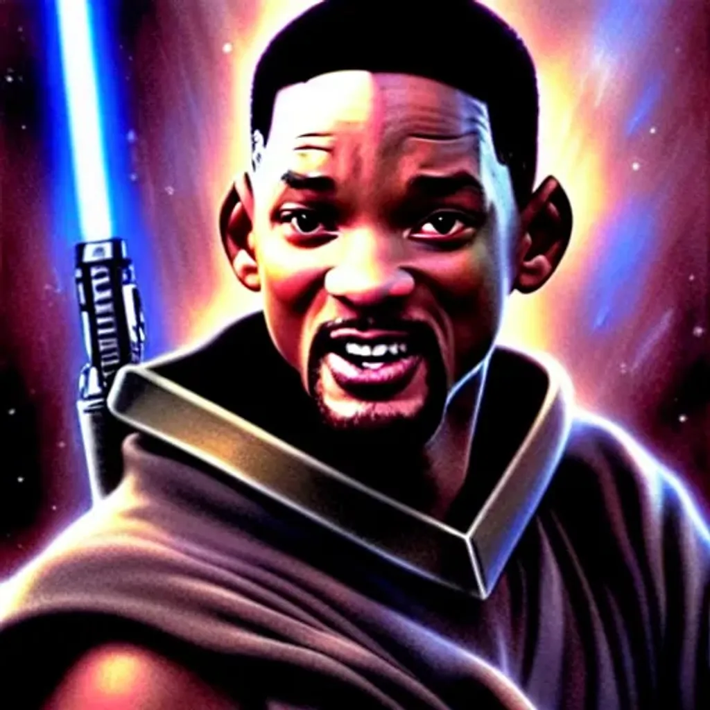 Prompt: Will Smith as a Jedi by Dave Dorman