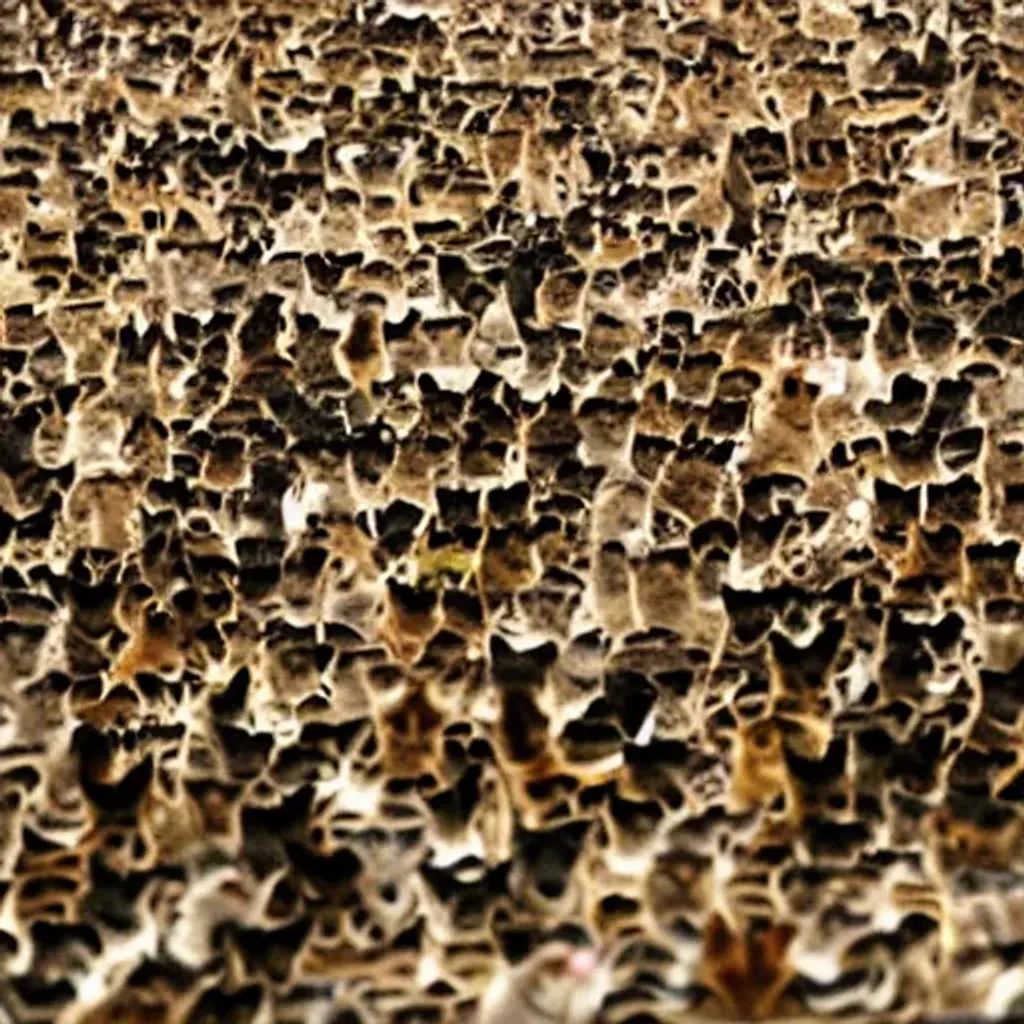 Prompt: a million cats on the floor