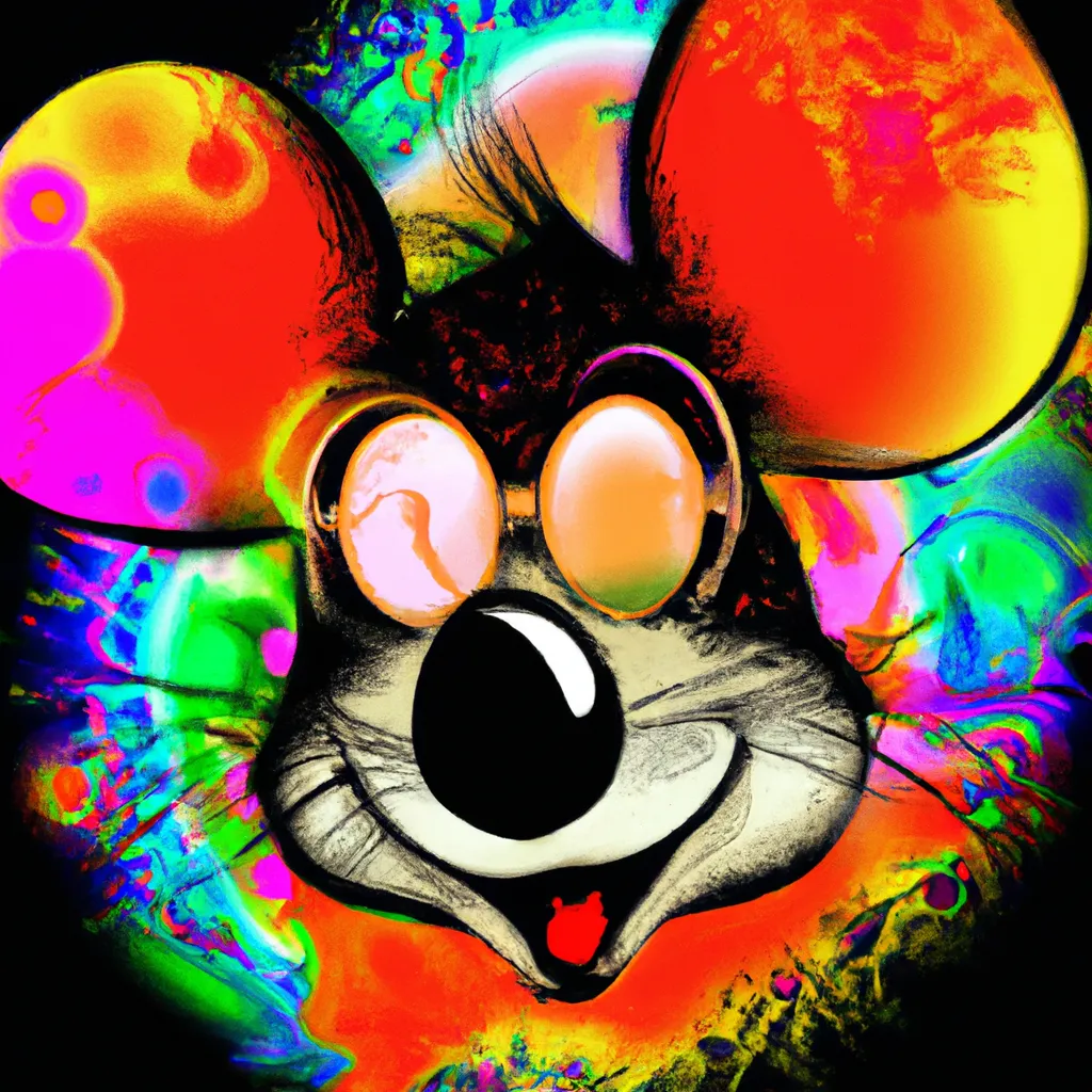 Prompt: Psychedelic Mickey Mouse portait