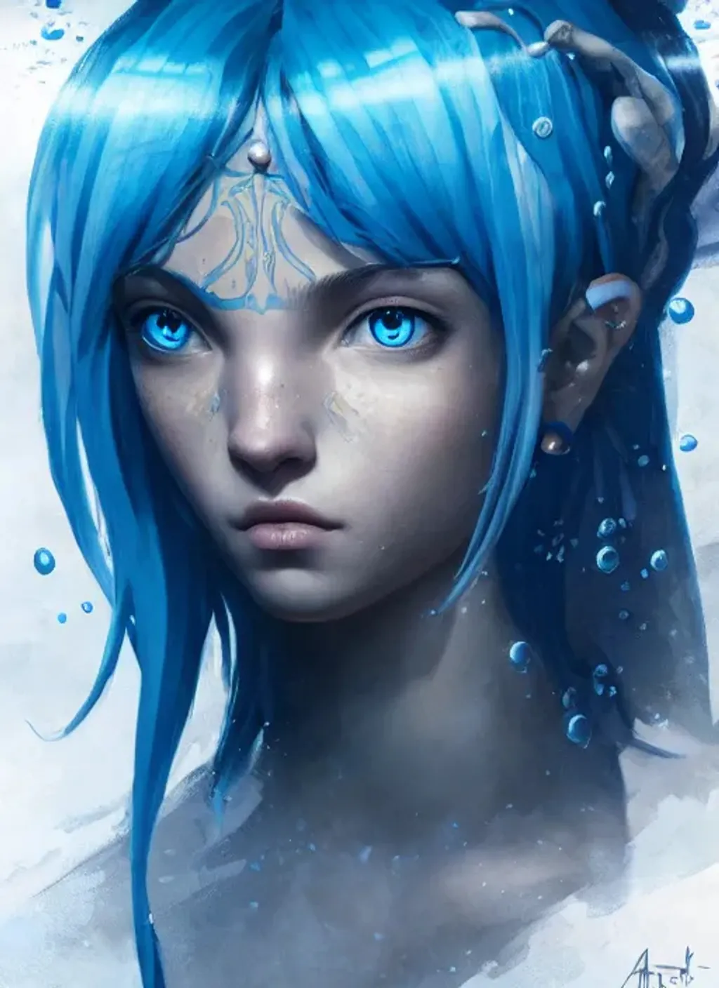 Prompt: Portrait of Avatar Navi with Blue hair and with cute face, underwater, perfect composition, hyperrealistic, super detailed, 8k, high quality, trending art, trending on artstation, sharp focus, studio photo, intricate details, highly detailed, by greg rutkowski