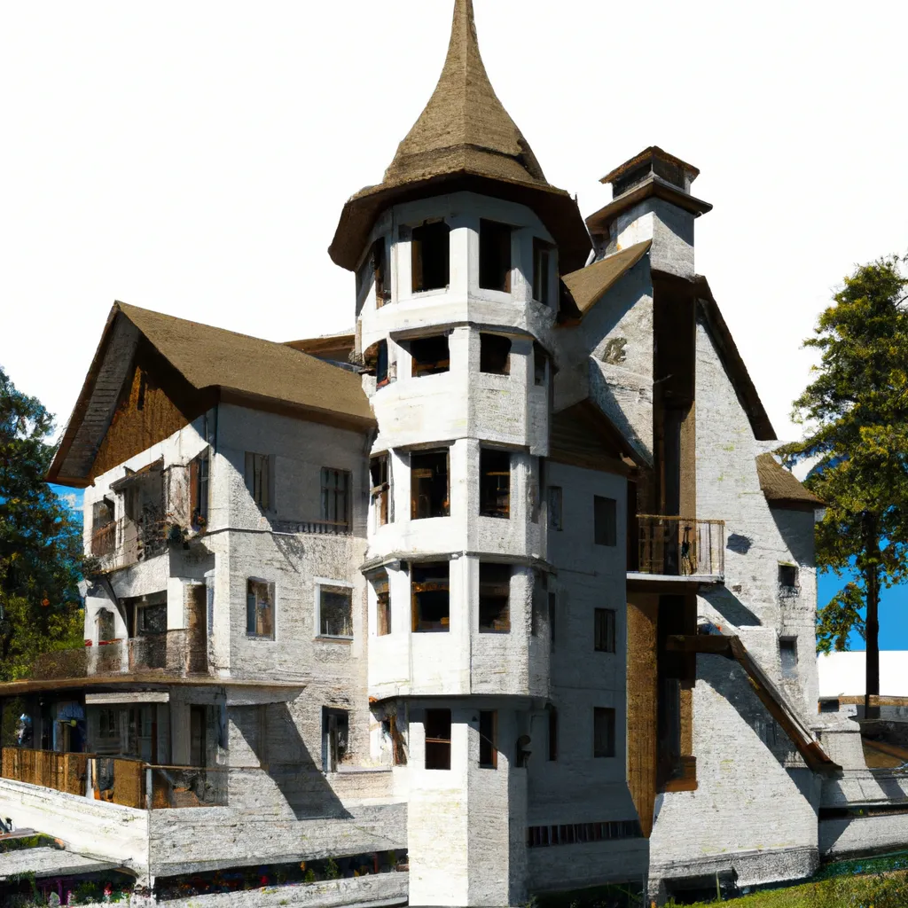Prompt: A medieval mansion in a modern style, photorealism
