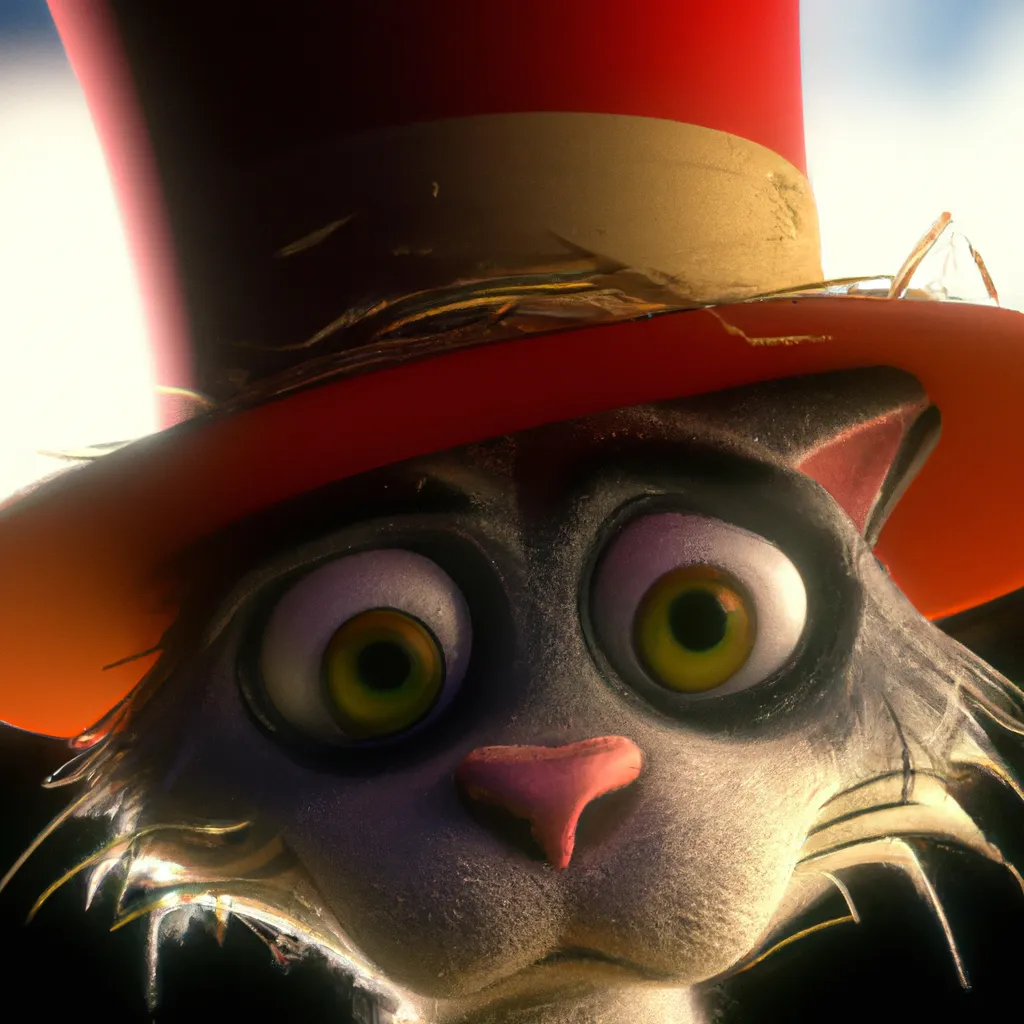 Prompt: complex 3 d render, hyper detailed, ultra sharp, of the cat in the hat, scary, cinematic, natural soft light, rim light, art by dr seuss