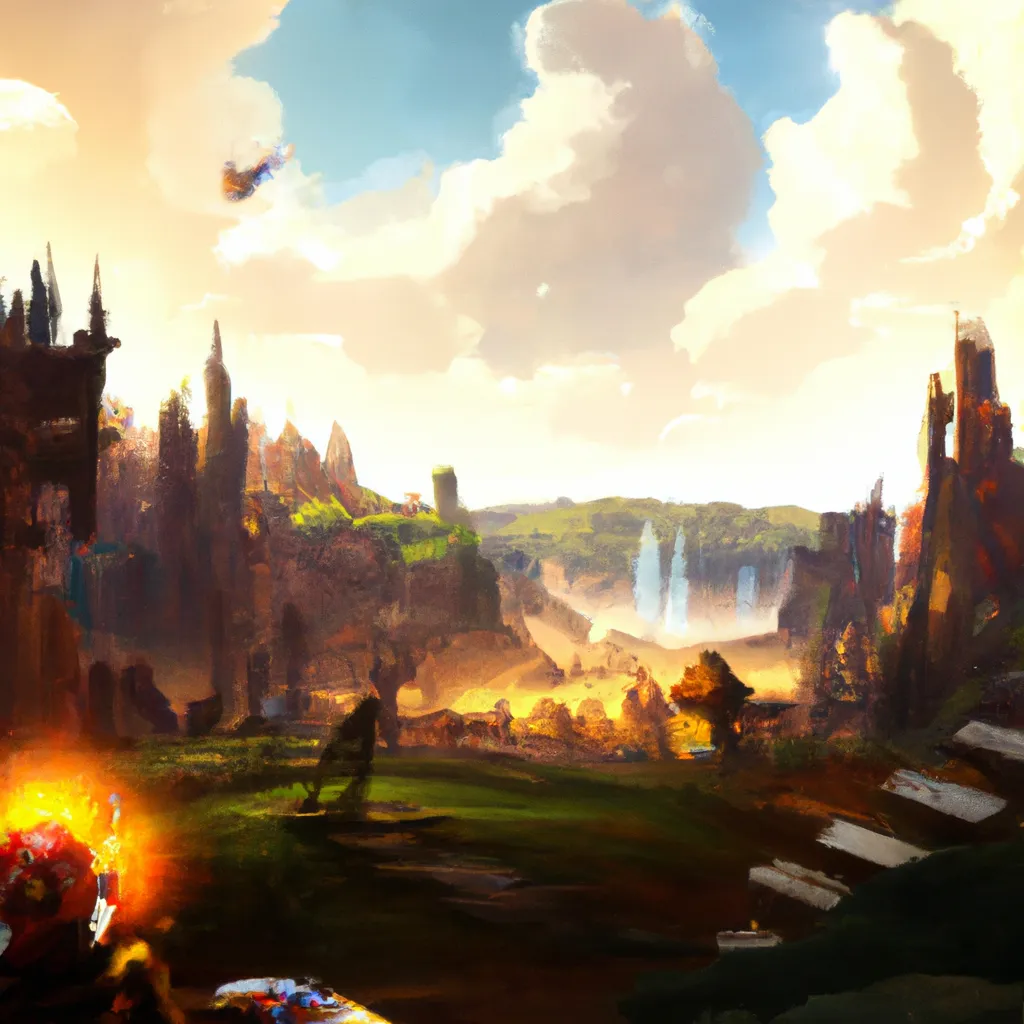 Prompt: Sunsong valley, pandaria, landscape painting