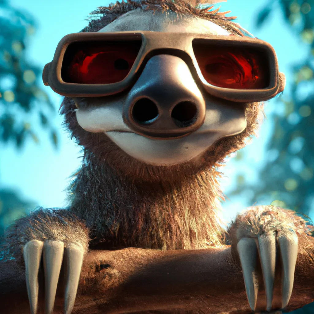 3D rendered sloth wearing 3D glasses, unreal engine,... | OpenArt