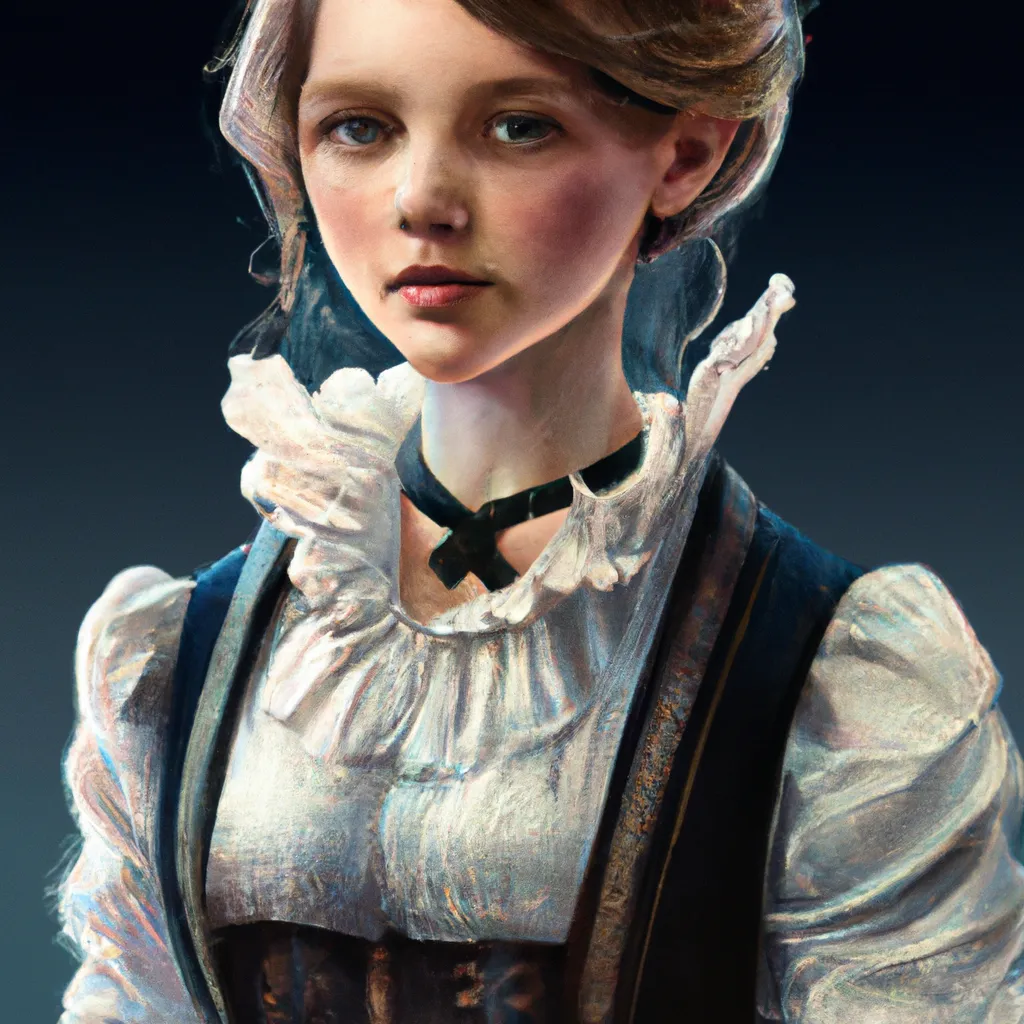 Prompt: Portrait of a victorian girl wearing a waistcoat, female, detailed face, victorian, highly detailed, cinematic lighting, digital art painting by greg rutkowski