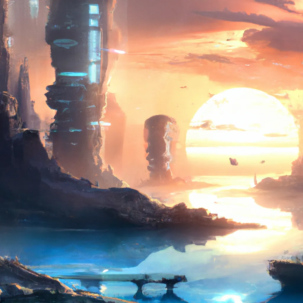 Prompt: Futuristic Atlantis during beautiful sunrise, by Greg Rutkowski, trending on Artstation