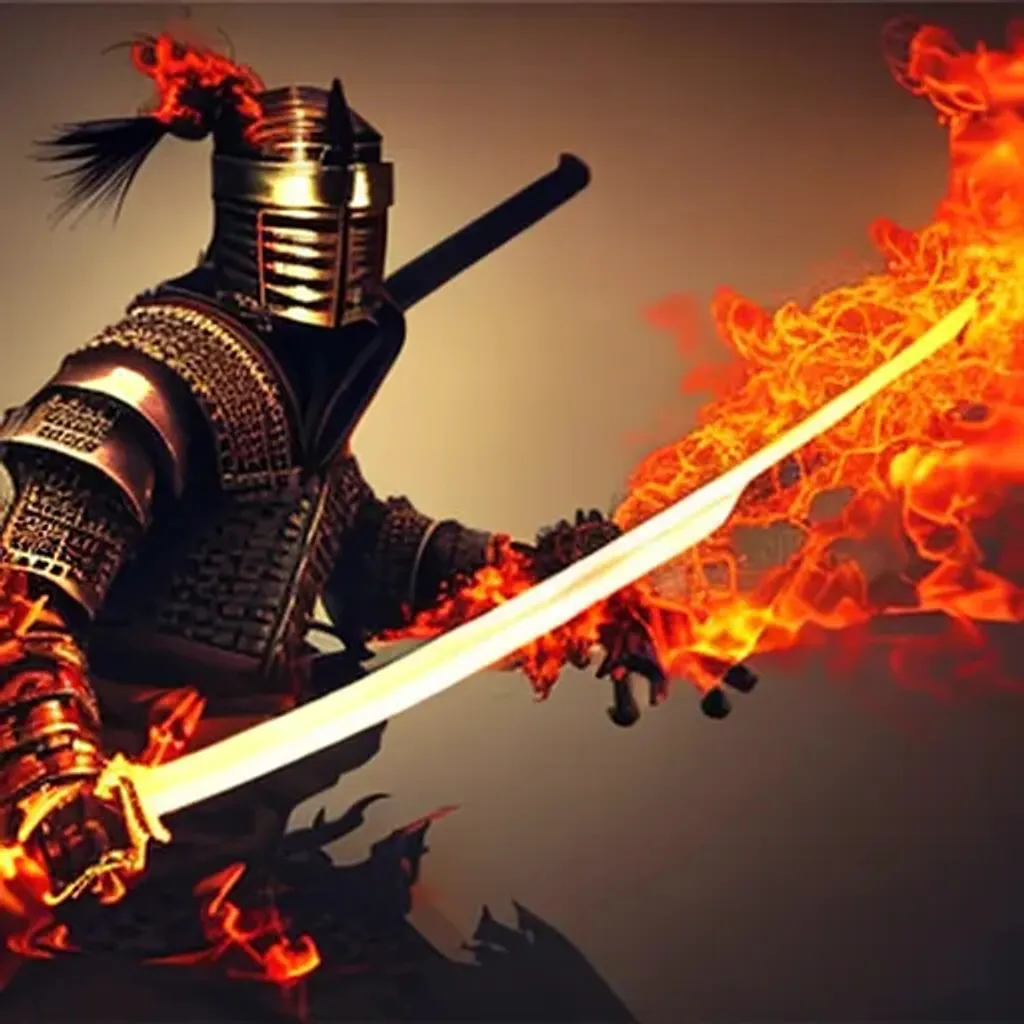 Prompt: samurai  on fire 

sword 



