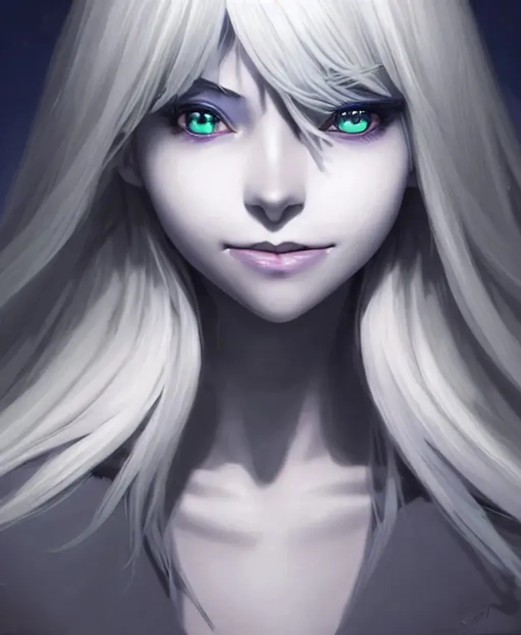 medium-shot digital painting of a Female Drow, kind...