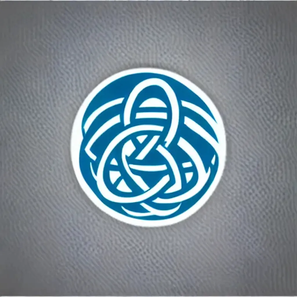 Prompt: graphic logo round design hires coaching triquetra waves entangled darkturquoise cornflowerblue