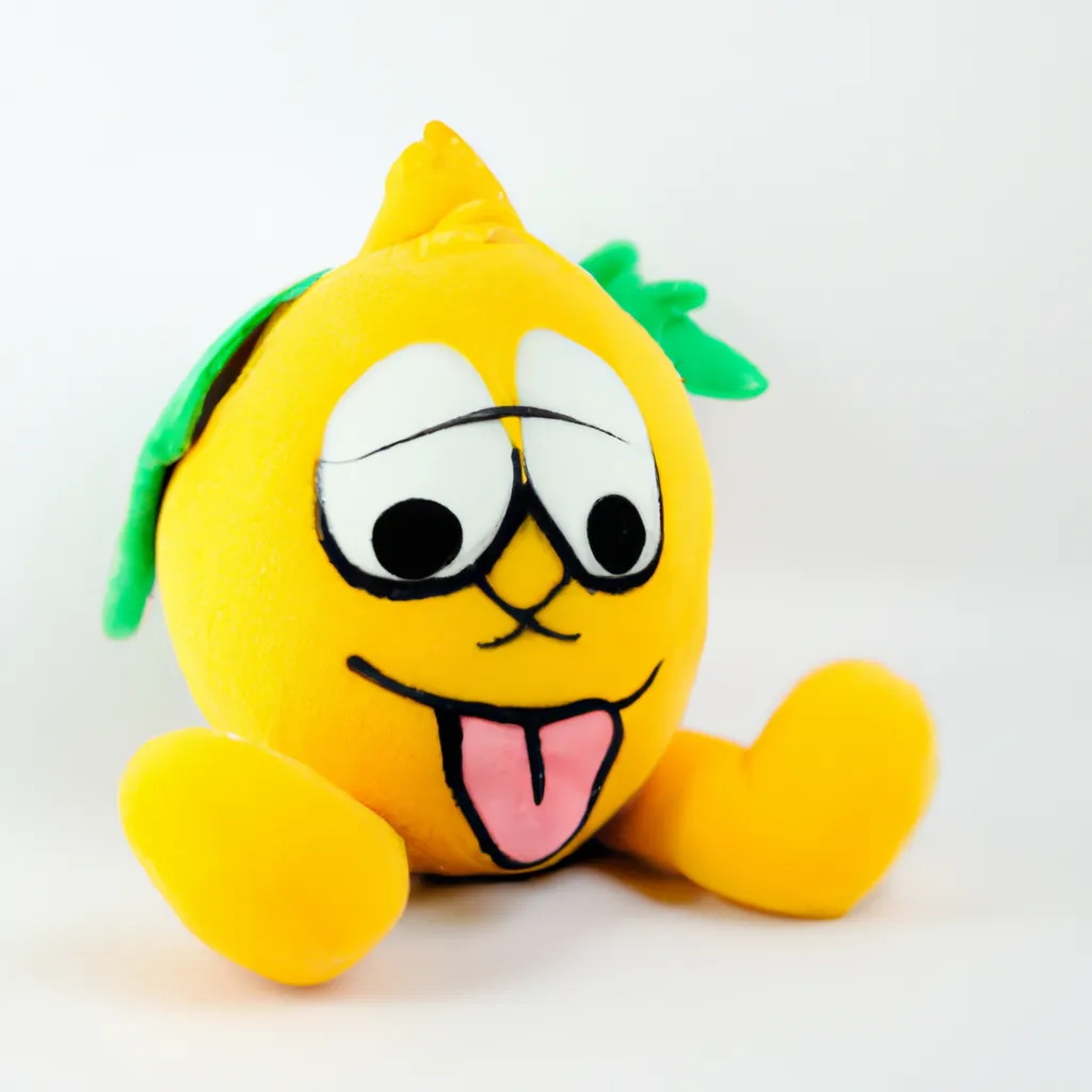 Prompt: a lemon character plushy, plush toy lemon