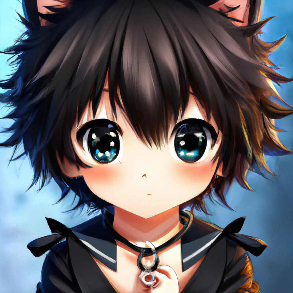 Prompt: cute anime character, soft, shy, short boyish hair, wavy black fluffy hair, big amber eyes, detailed eyes, dog collar, cute!!, kawaii, kyoto animation, free anime, anime, animated, character design, character concept, trending online, 2010s anime, key visual, saturated, high quality, 8k, by Ryota, Rimmu, Ayumi, Kantoku, fantasy outfit, perfect composition, beautiful detailed intricate insanely detailed octane render trending on artstation, 8 k artistic photography, photorealistic concept art, soft natural volumetric cinematic perfect light, chiaroscuro, award - winning photograph, masterpiece, oil on canvas, raphael, caravaggio, greg rutkowski, beeple, beksinski, giger