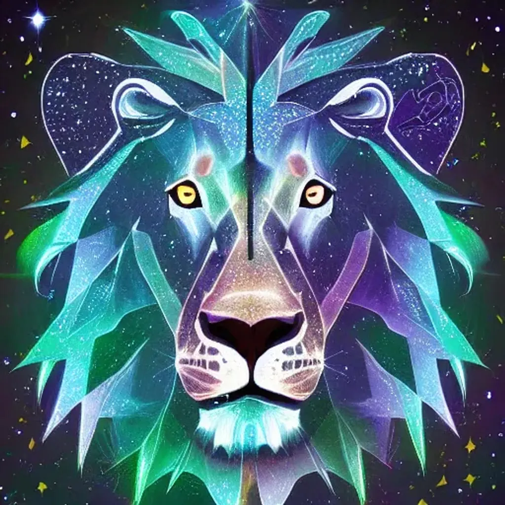 Prompt: Leo constellation, lion zodiac, made of stars, night sky, digital art, 4k, surrealistic
