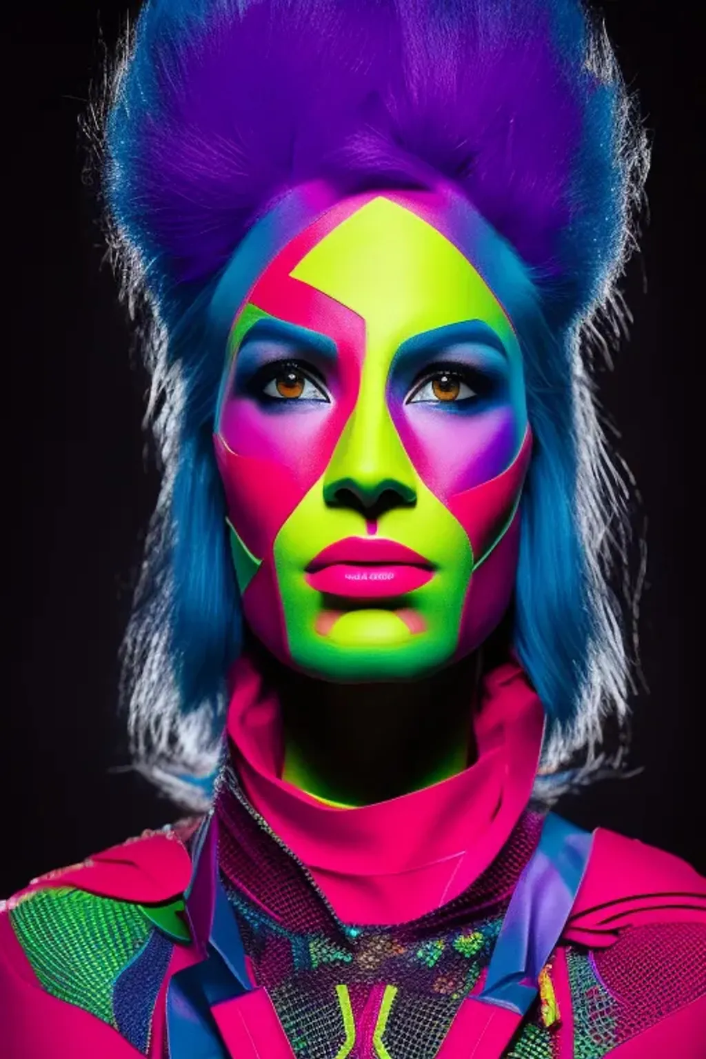 Vivid Neon Colors Portrait Photo Of A Women Superhe Openart