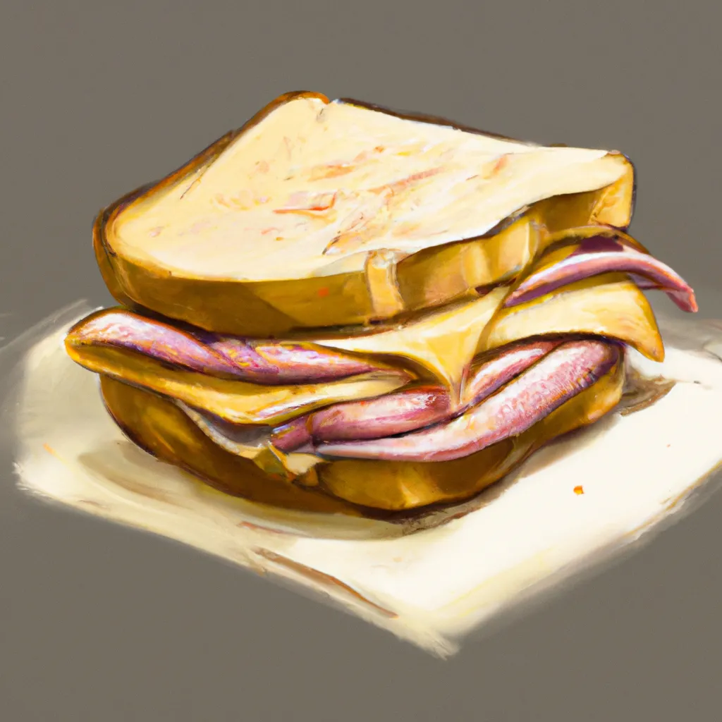 Prompt: Ham and cheese sandwich, digital art 