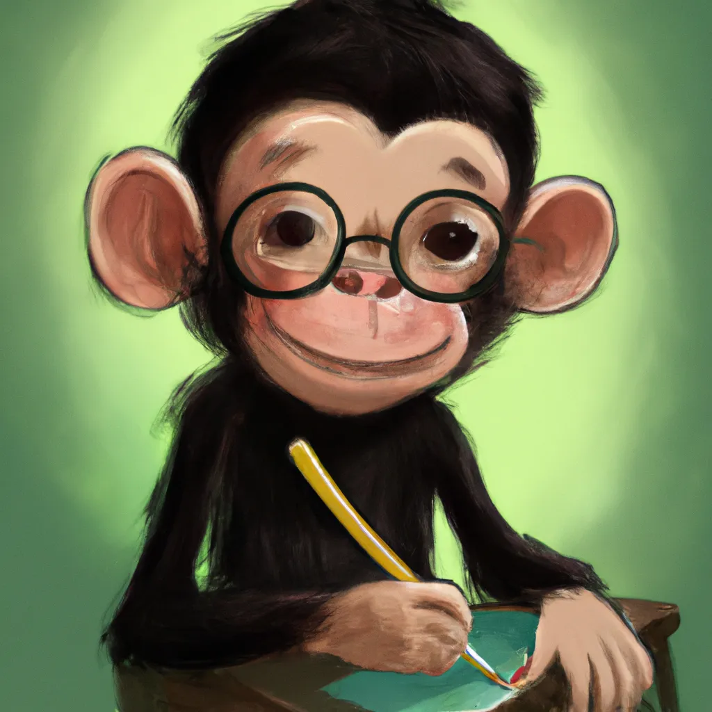 Prompt: adorable chimpanzee, being smart, cute, chibi, anime, digital art 