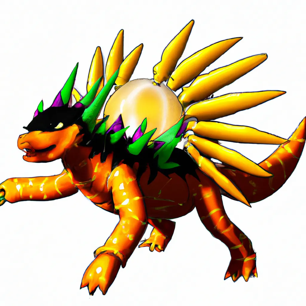 Prompt: Sun dragon pokemon two legs