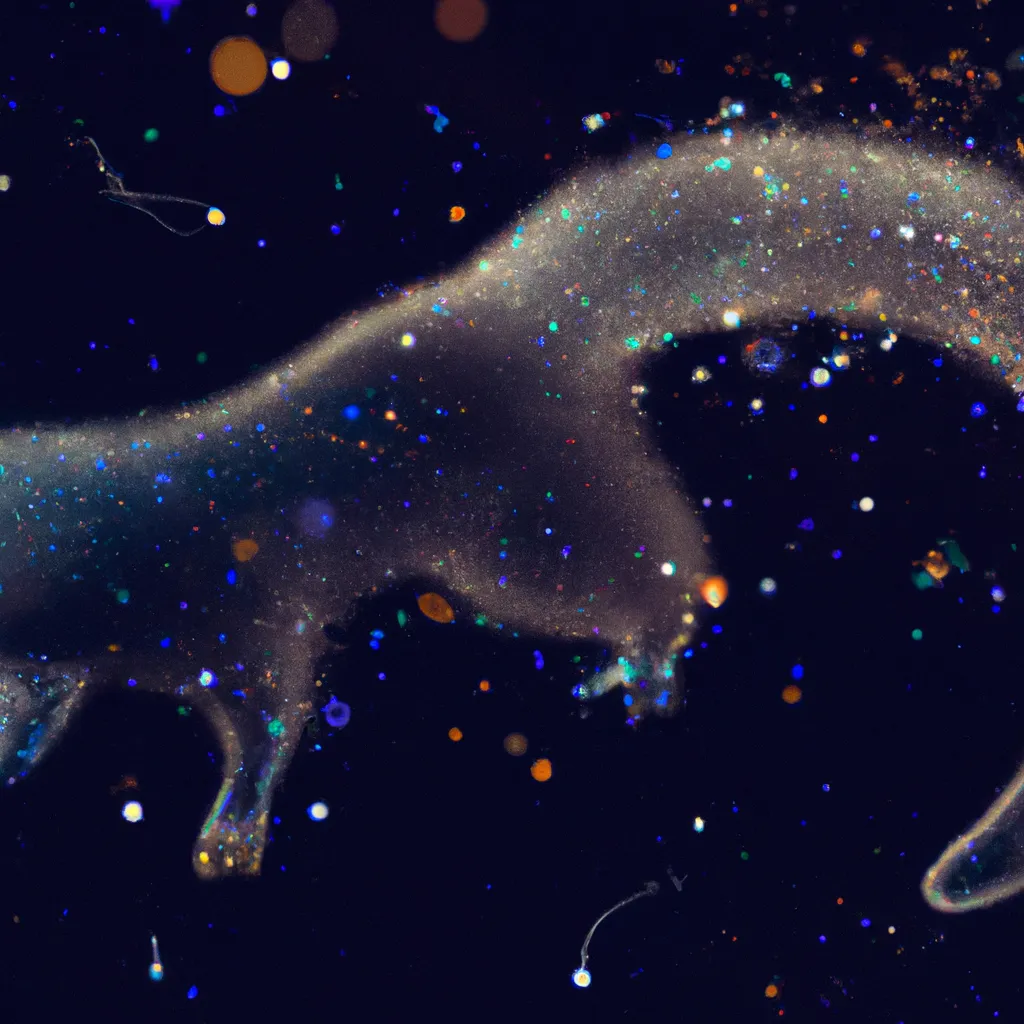 Prompt: cosmic abstract ferret-shaped constellation, french impressionism, legs, hubble telescope, cosmos scintillating shimmering dreamy connect-the-dots ferret desktop background, 8k, fine brush, cinematic, no blur 8k, digital art artstation planet in background