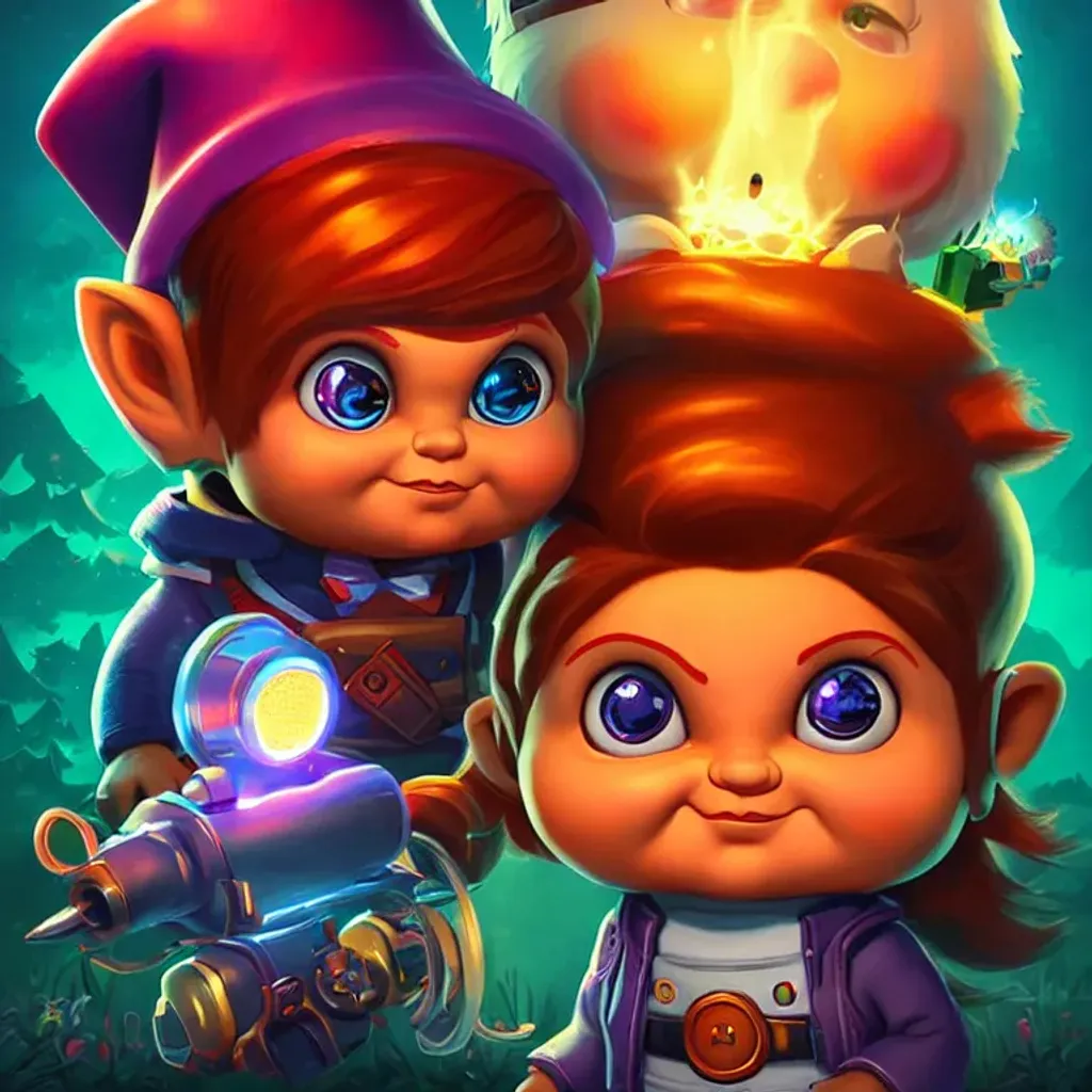 Prompt: cute ow, by Randy Gallegos, trending on Artstation, lowbrow, goosebumps book cover, beeple and jeremiah ketner, portrait of a gnome called eldon, 2d game lineart behance hd, chucky style, arcade, character art closeup,