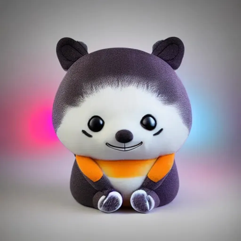 Prompt: cute kawaii Squishy racoon plush toy, smooth texture, visible stitch line, soft smooth lighting, vibrant studio lighting, modular constructivism, physically based rendering, square image