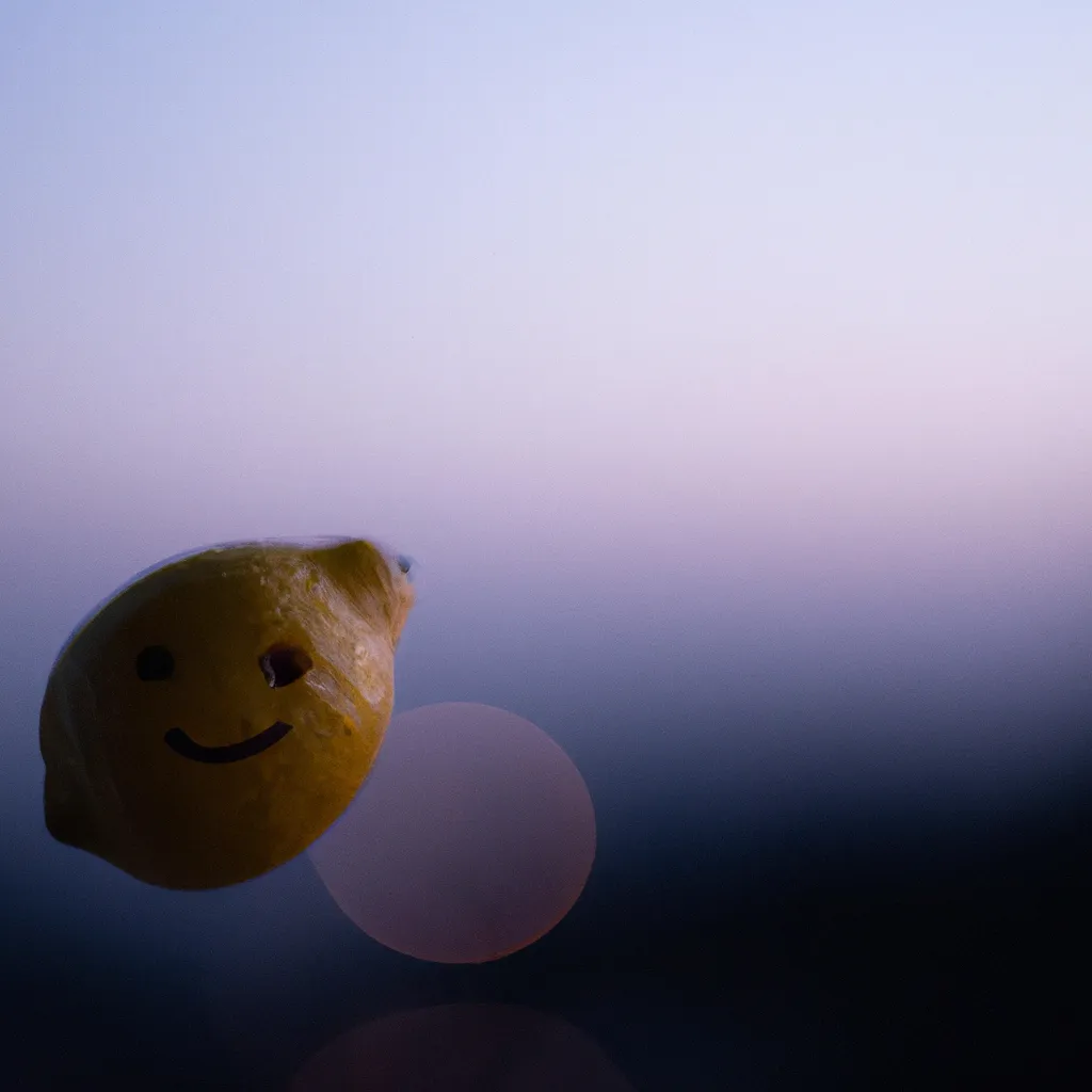 Prompt: lemon smiling while drifting in space, sanrio, Bokeh, Golden hour, into a nebula