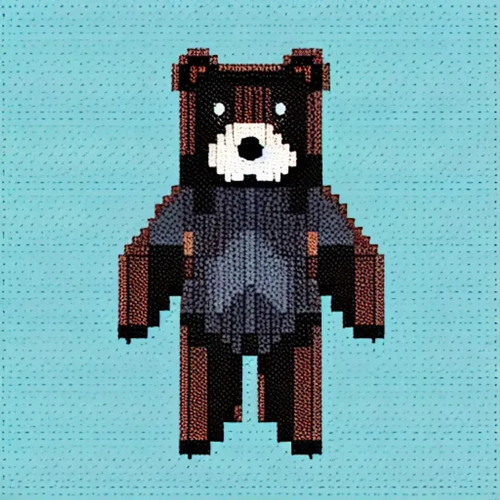 Prompt: full body portrait, pixel art, bear, centered, smooth, vector illustration, hyperdetailed, realistic