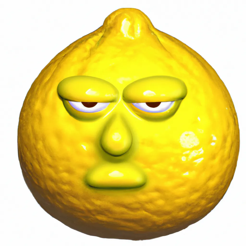 Prompt: Photo Realistic Ultra 3-D Very yellow Lemon as Jack Lemmon 