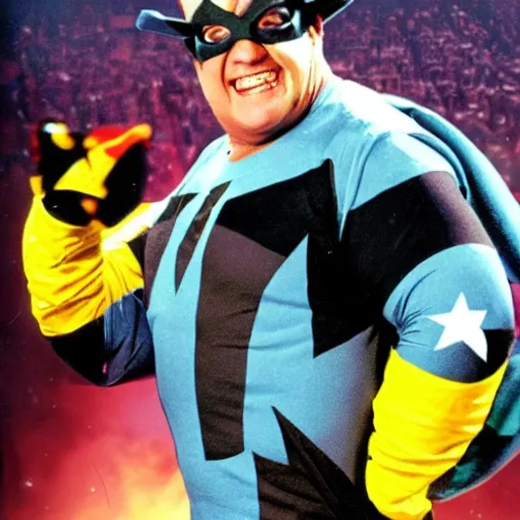 Prompt: Dusty rhodes in a superhero costume