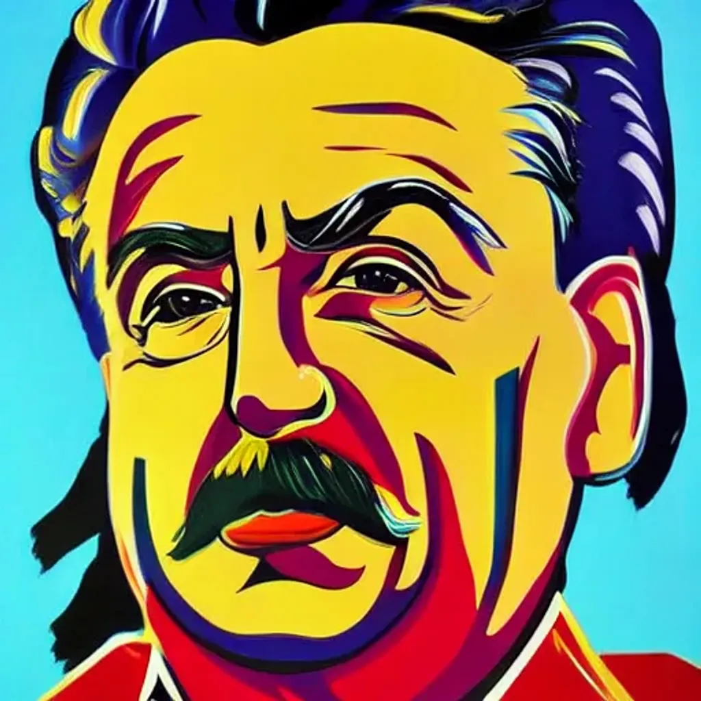 Prompt: hyper realistic painting of stalin in pop art style