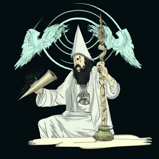 Prompt: realistic occult wizard hitting a bong summoning angel 