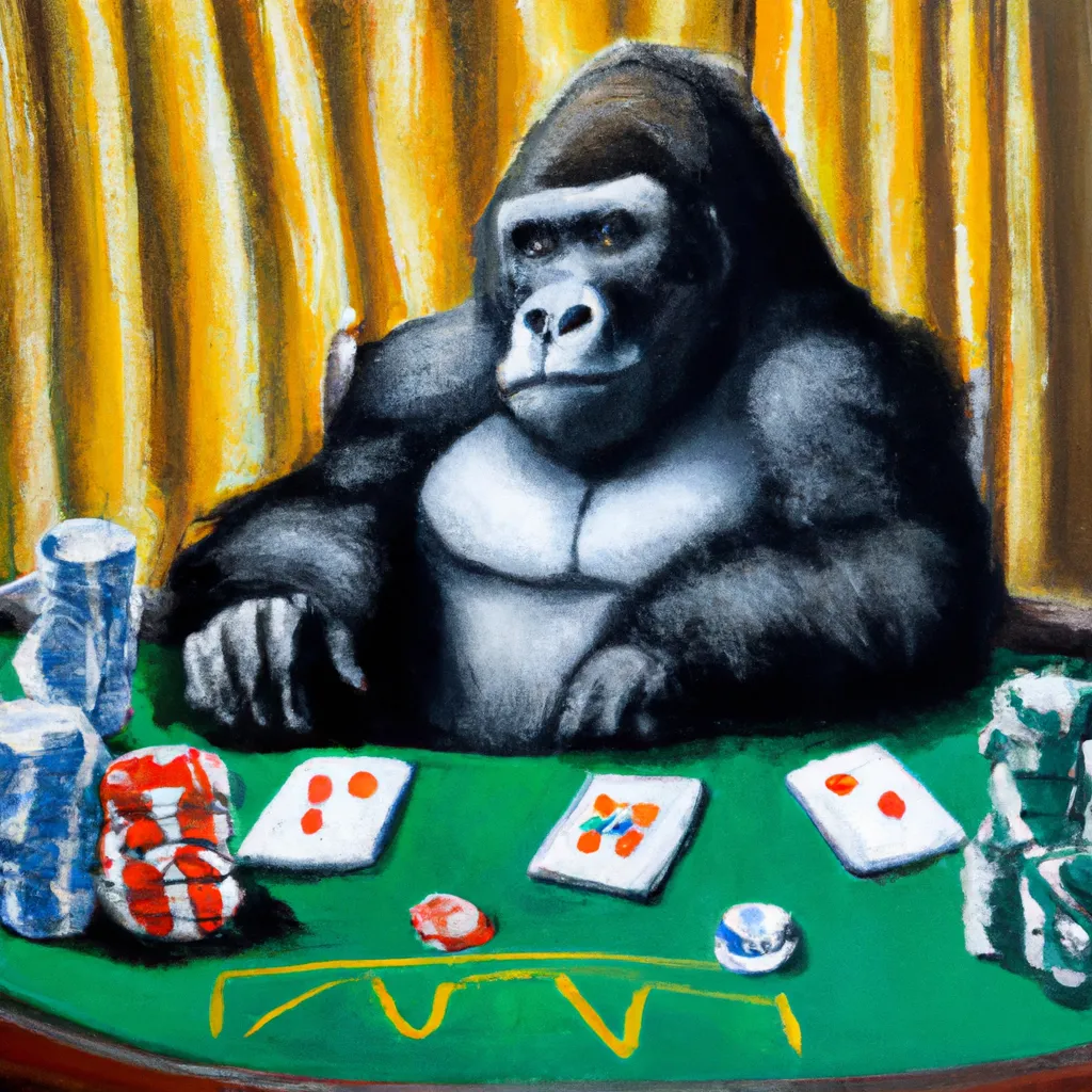 Prompt: A gorilla playing poker at a casino table,oil painting, highly detailed and high quality, highly coherent 