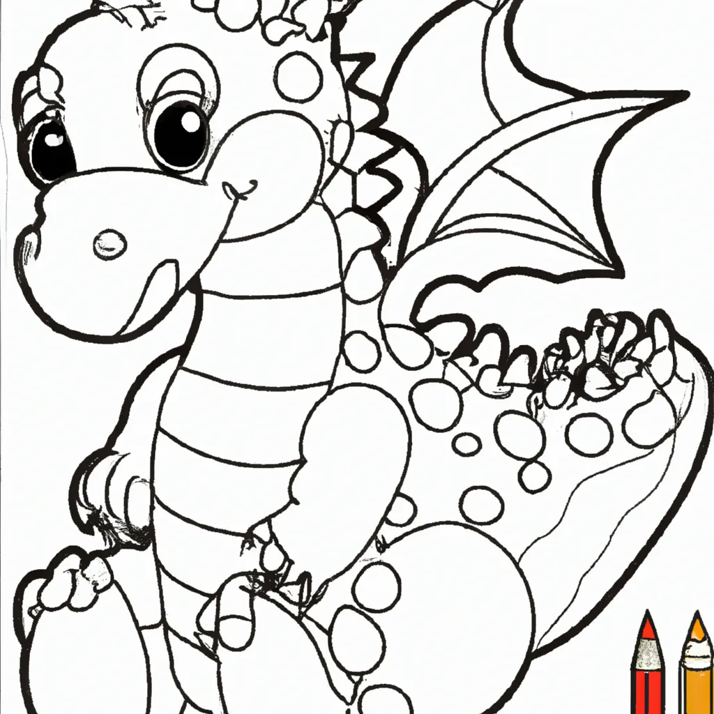 Prompt: Dragon stuffed toy, colouring book