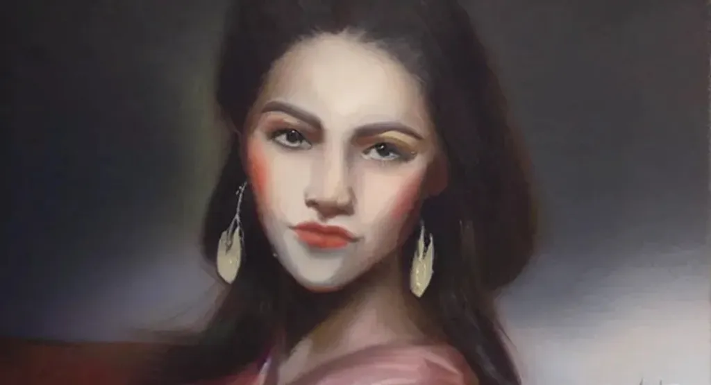 Prompt: Woman with earrings artesania  oil painting