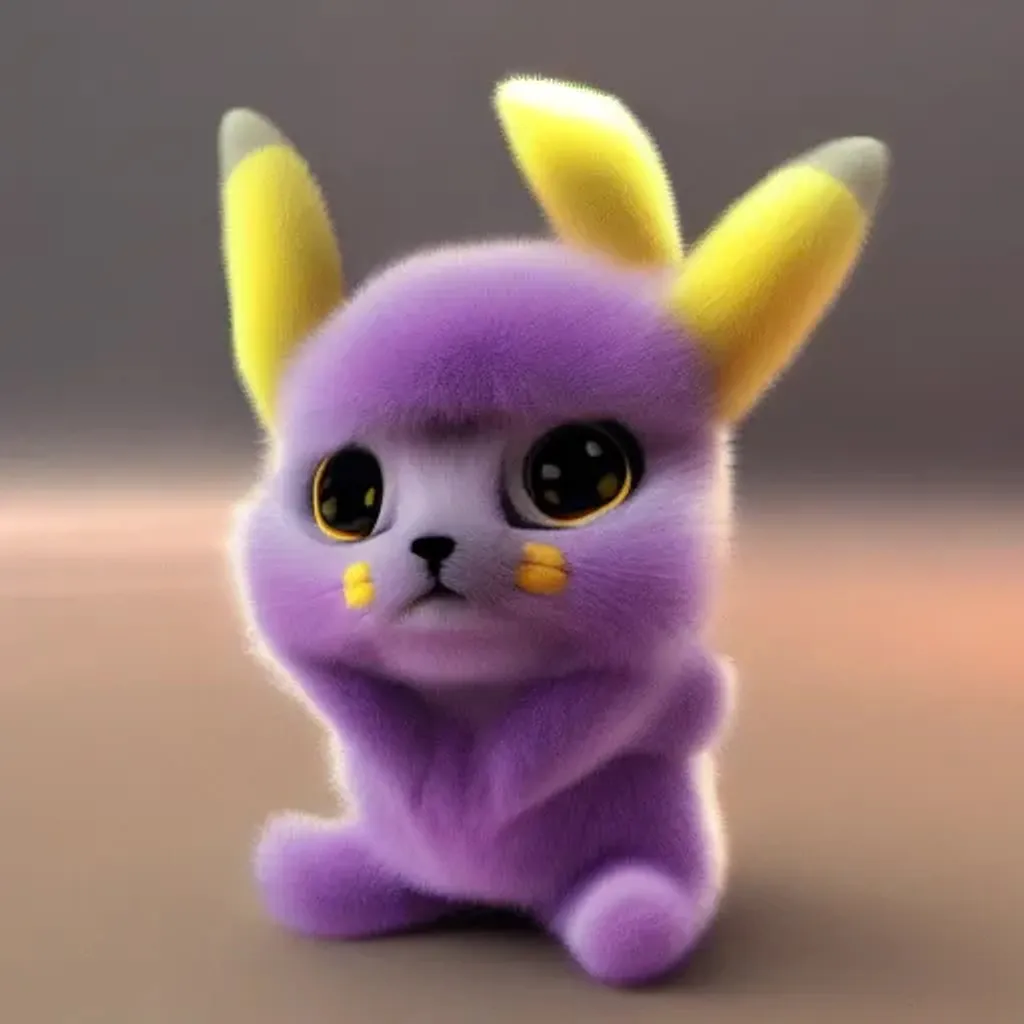 Prompt: Hyper realistic, 3d, purple Pikachu, furry