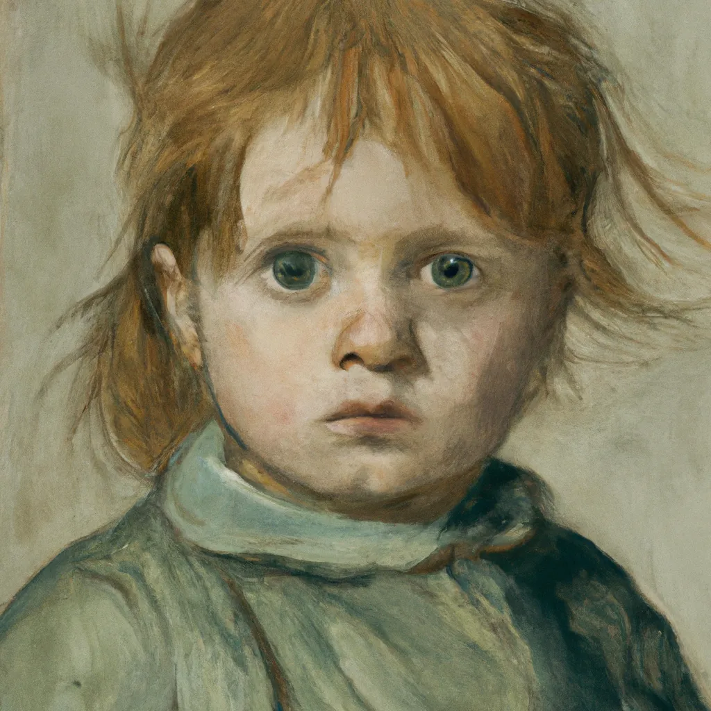 Prompt: Baby With Dirty Face and Messy Hair, Paris, 1880, by Paul Cézanne