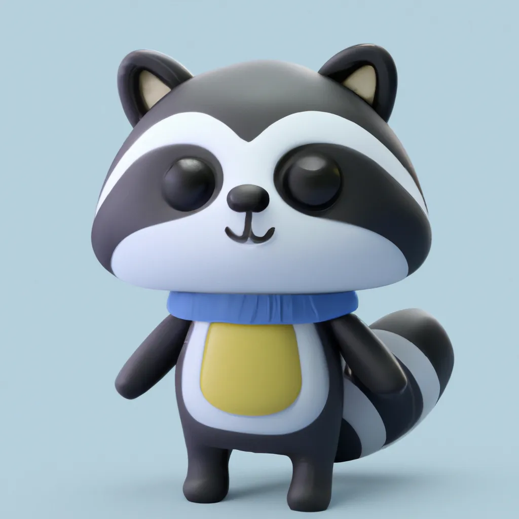 Prompt: Cute Japanese mascot Raccoon wearing a beanie, 3d, redshift, octane, style of character design, style of plush toy